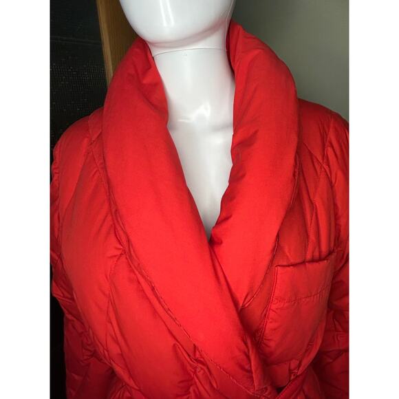 Vintage Lands' End Goose Down Quilted Thick Long Robe Red Bathrobe Full Length M - Picture 3 of 13